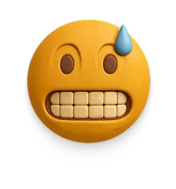 Emoji-style image of a face grimacing in anxiety.