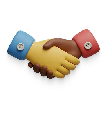 Emoji-style image of two hands engaged in a friendly handshake gesture.