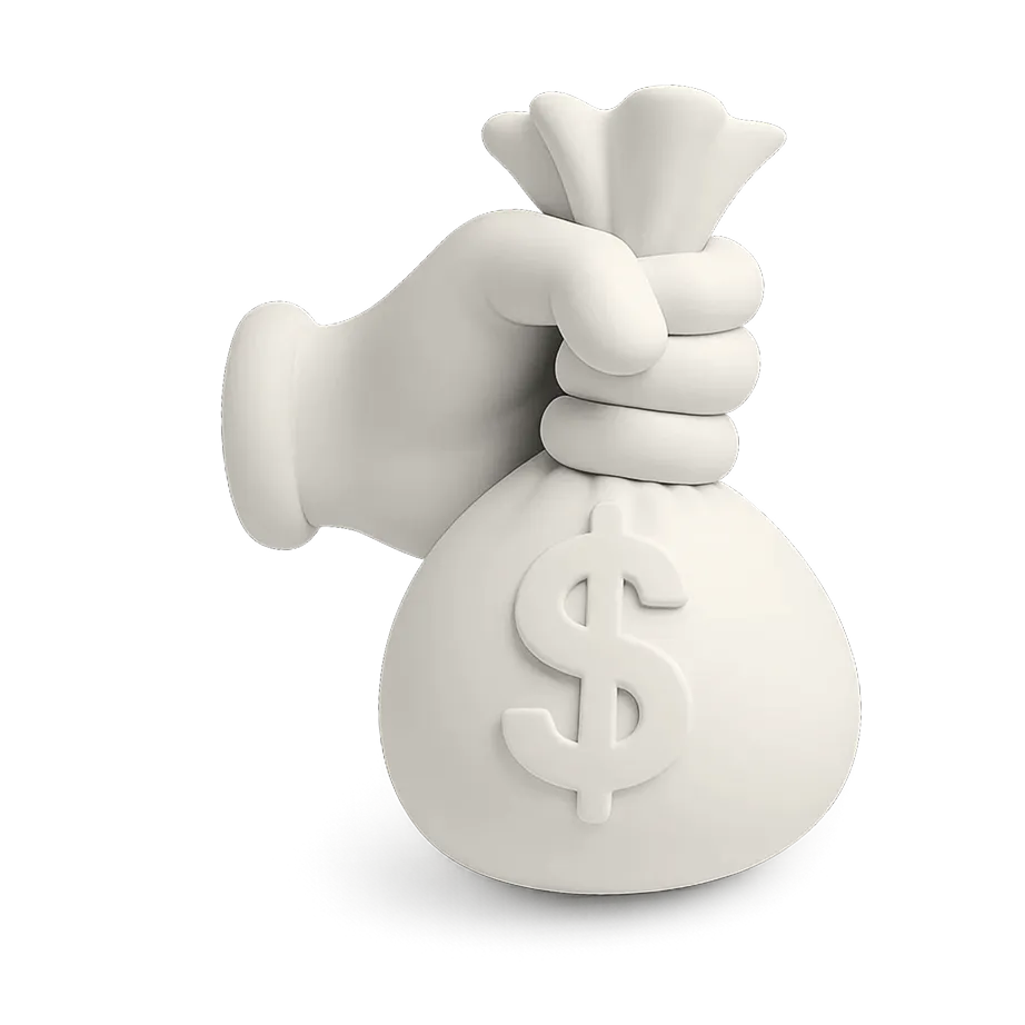 Image of a hand holding up a large sack of money.