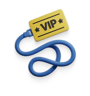 Emoji-style image of a VIP pass on a lanyard.